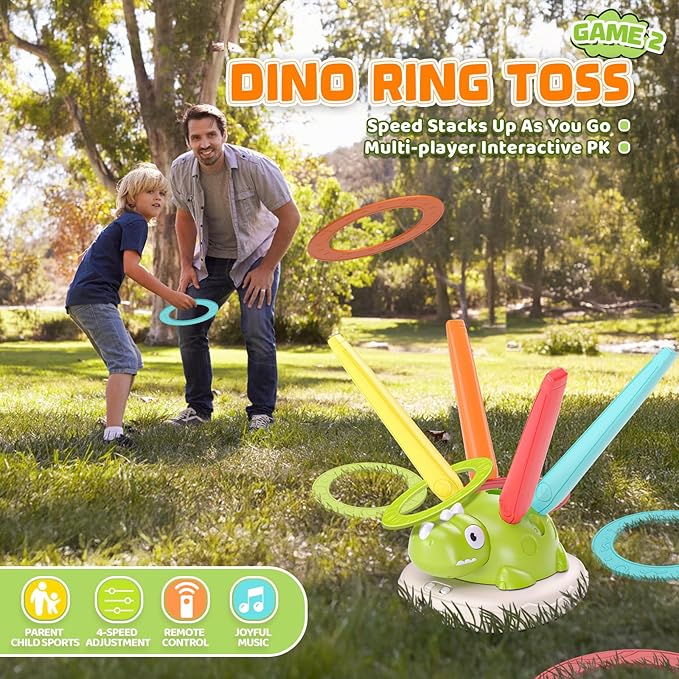 Aliex 3 in 1 Dinosaur Musical Jumping, Toss Ring and Stomping Launch Rocket - Image 4