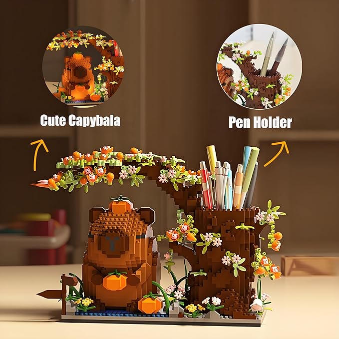 Capybara Building Blocks Set -1880PCS Cute Animals & Flowers Building Bricks - Image 2