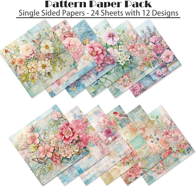 YASMEN 24 Sheets Scrapbook Paper Pads, 6X6 Single-Sided Cardstock Paper - Image 6