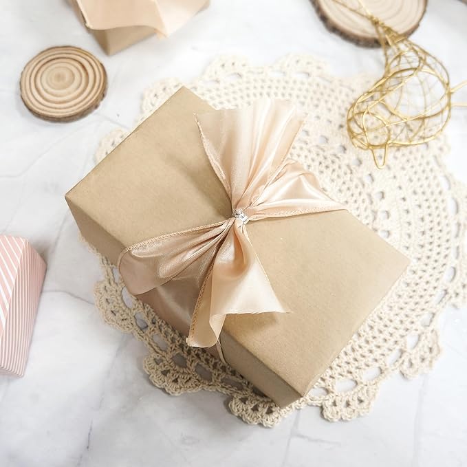 CT CRAFT LLC Satin Wired Ribbon 4 Inch x 20 Yards Champagne Gold - Image 5