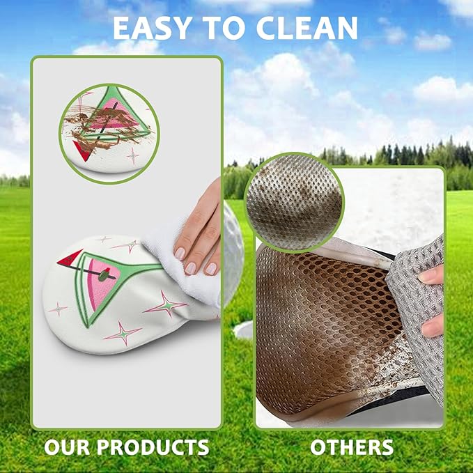 Golf Club Head Covers for Men Women, PU Leather Golf Headcover for Driver Fairway Wood and Hybrid, Funny Golf Accessories