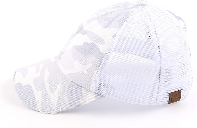 C.C Ponycap Messy High Bun Ponytail Adjustable Glitter Mesh Trucker Baseball Cap