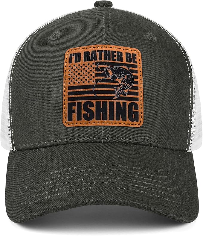 Fishing Hat Fishing Gifts for Men Bass Fish Flag Gear Accessories Stuff Trucker Hat Snapback Baseball Cap