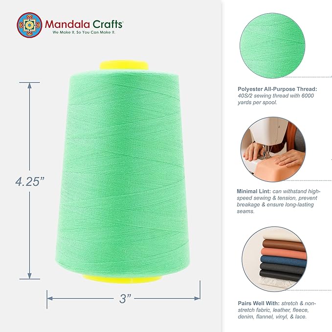 Mandala Crafts 4 Pack of Serger Threads Cones Spools - Image 3