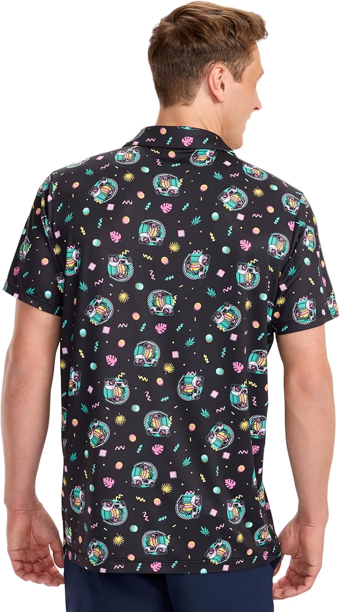 Tipsy Elves Men's Performance Golf Shirt - 4-Way Stretch, Quick Dry, Athletic Cut - Golf Polo