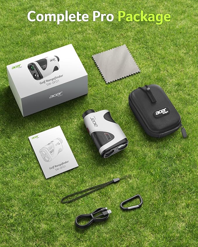 Acer Pro Golf Rangefinder with Slope Switch, Pin Lock Vibration - 1200 Yards Laser Range Finder Golf, 7X Magnification, Rechargeable Battery with Magnet Stripe, IP54 Waterproof, Golf Gifts for Men