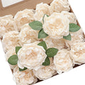 Floroom Artificial Flowers 16pcs 4" Cream Blooming Peonies Real Looking Foam by Floroom