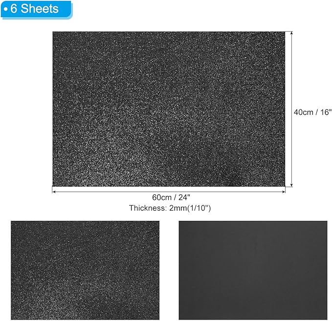 PATIKIL 2mm Thick Non Adhesive Glitter Foam Sheet 16x24inch Black, EVA Shiny - Image 2