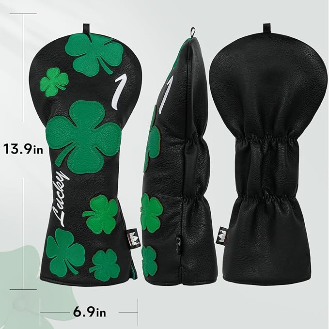 Craftsman Golf Green Lucky Clover Driver Wood Hybrid Headcover Blade Mallet Putter Cover for Scotty Cameron Taylormade Odyssey Also for Custom Version with Your Name Stitched