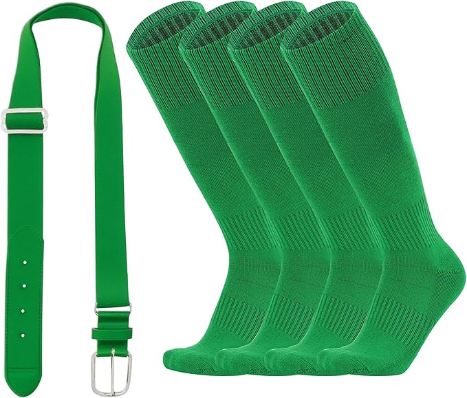 ZXOLDZX Youth Baseball Softball Socks and Belt Combo Set Adjustable Baseball Belt for Boys Girls(2Pairs of Socks with 1 Belt)