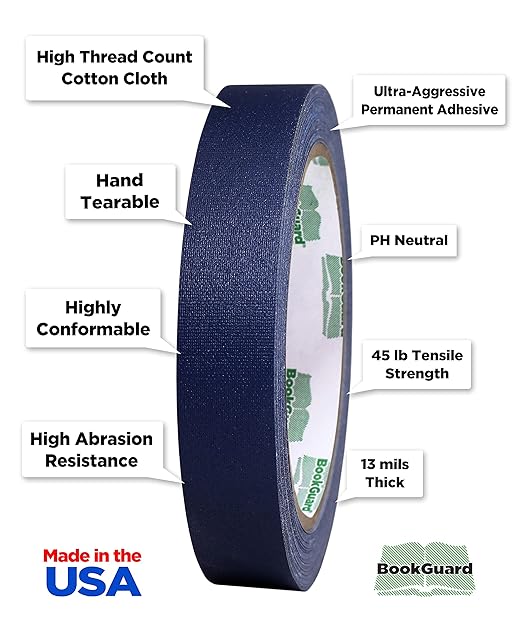 BookGuard 0.75 inch Premium Bookbinding Repair Cloth Tape, 15 Yard Roll - Image 2
