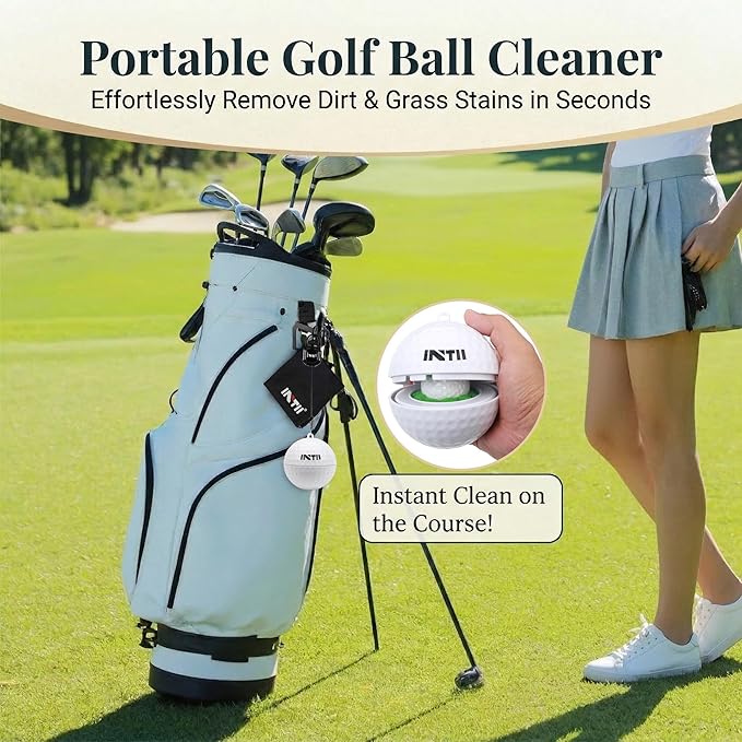 Upgrade Portable Golf Ball Cleaner More Lightweight, Home Golf Ball Washer for Bag, with Replaceable Sponges, Clip-On Design, Premium Golf Accessories Gift