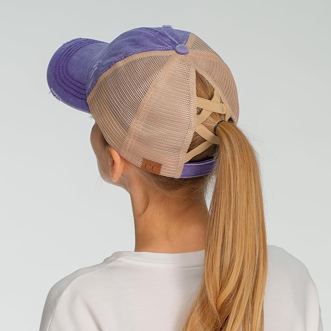 C.C Ponycap Messy High Bun Ponytail Adjustable Glitter Mesh Trucker Baseball Cap