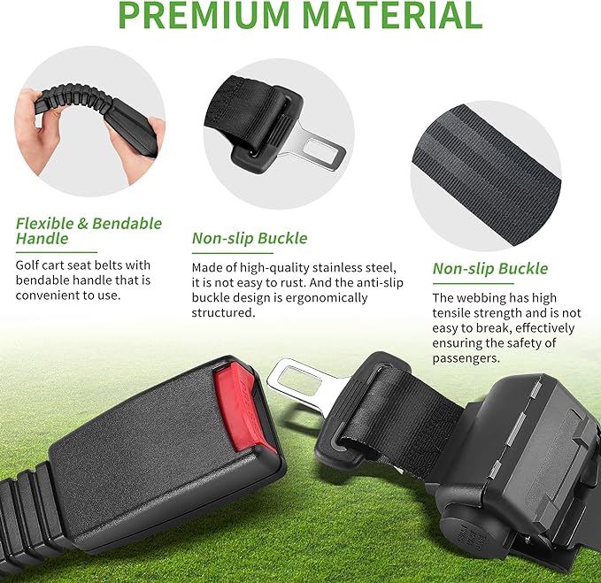 10L0L 4 Passenger (2+2) Golf Cart Seat Belt Kit for EZGO, Yamaha, Club Car, Fits Front Rear Seat, with Bracket