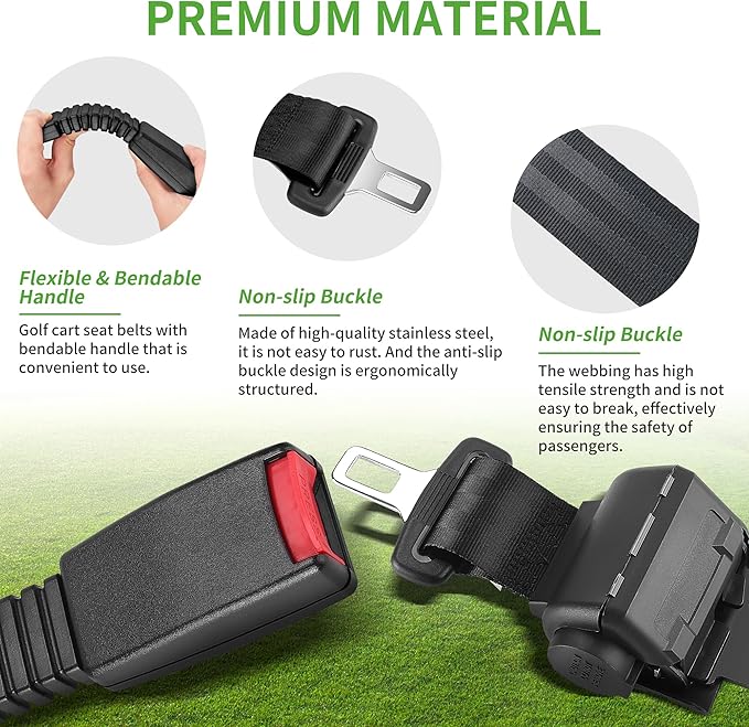 10L0L 4PCS Universal Retractable Golf Cart Seat Belt Kit for Yamaha, EZGO, Club Car, Fits Front Rear Seat (Not Include Bracket)