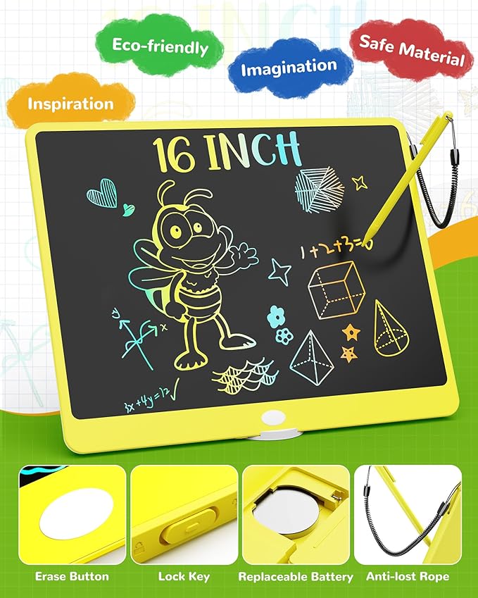 KOKODI LCD Writing Tablet, 16 Inch Colorful Toddler Doodle Board Drawing Tablet - Image 6