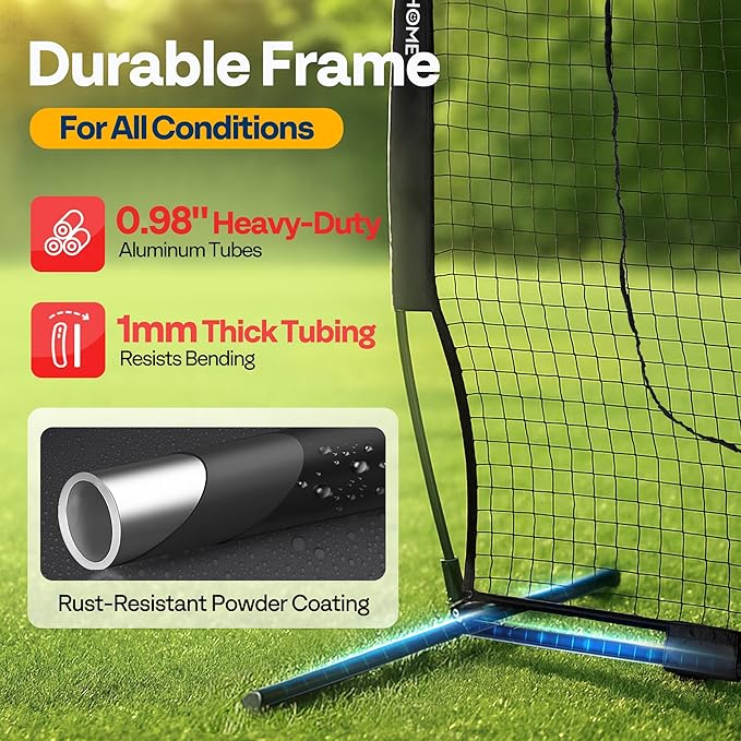 VIVOHOME Baseball Softball Batting Net - 7x7 Ft Baseball Backstop, Softball Practice Net for Hitting, Pitching, Throwing with Batting Tee and Carry Bag