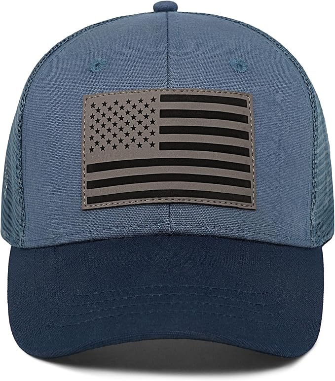 American Flag Trucker Hat - Snapback Hats for Men Women Baseball Cap - Breathable Mesh & Adjustable Fit for Casual Wear