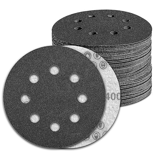 100 Pcs 5 inch Wet Dry Sanding Discs Grit 400 Hook and Loop 8 Hole Silicon by Pukamam
