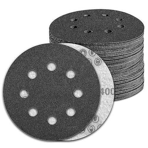 100 Pcs 5 inch Wet Dry Sanding Discs Grit 400 Hook and Loop 8 Hole Silicon by Pukamam