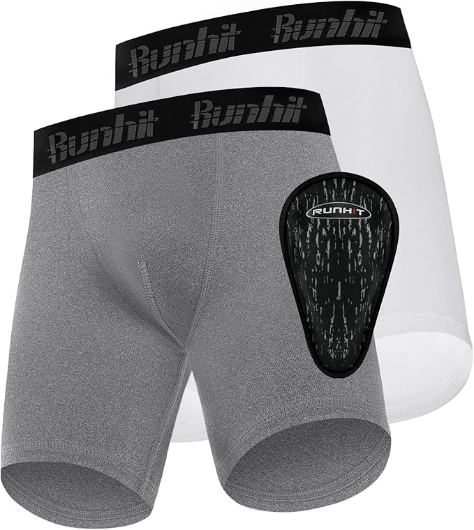 Runhit Boys Cup Underwear for Baseball Football, Youth Compression Shorts with Soft Protective Athletic Cup Boxer Brief