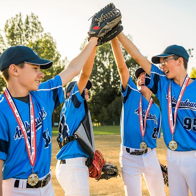 Ecation Medals with Neck Ribbons Soccer Awards Medals Baseball Team Awards Softball T-Ball Flag Football Trophy for Kids Sports Competitions Celebration Gift