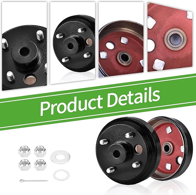 Golf Cart Brake Drum Hub Assembly for EZGO TXT PDS 1982-up Electric & 1982-1993 2-Cycle Gas, Replace OEM# 19186G1P