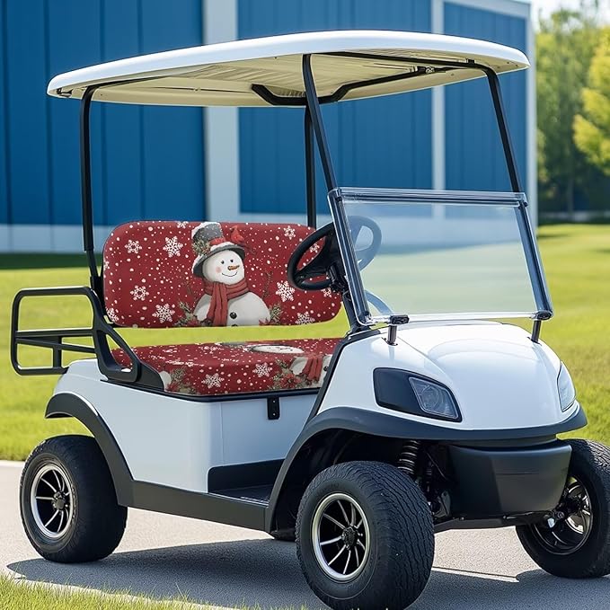 Bulopur Christmas Snowman Golf Cart Seat Towel Cover for Ezgo Club Car Universal Golf Cart Seat Covers Suitable for All Weather, Easy to Install and Washable