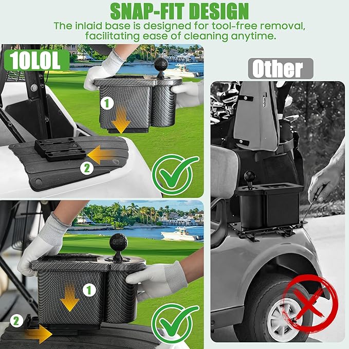 10L0L Golf Cart Ball Washer and Club Cleaner Kit, Detachable Golf Club Head and Ball Washer Golf Cleaner for EZGO Club Car Yamaha