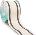 CT CRAFT LLC Ivory Cotton Black Stripes Ribbon 2" x 10 Yards by CTCRAFTLLC