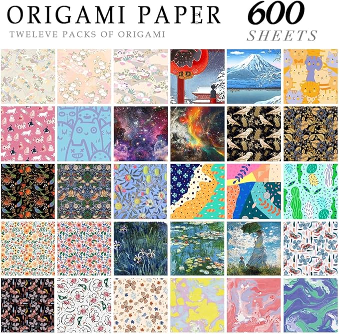 12 Different Packs Full Collection Origami Paper Kit 6 Inch Square Double Sided - Image 2