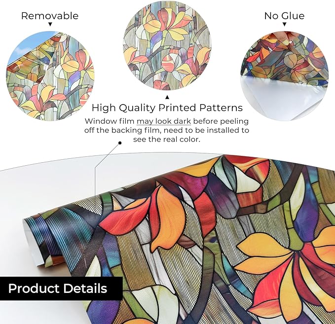Window Privacy Film, Frosted Glass Decorative Static Cling, Removable Sun - Image 7