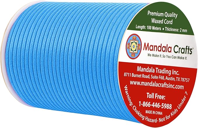 Mandala Crafts 2mm 109 Yards Light Blue Cotton Waxed Cord - Image 2