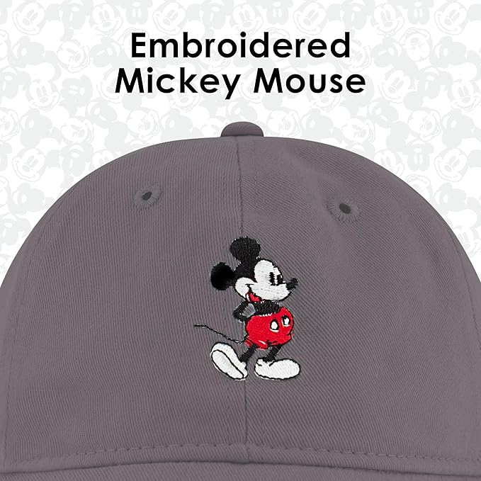 Disney Mickey Mouse Embroidered Cotton Adjustable Dad Hat with Curved Brim