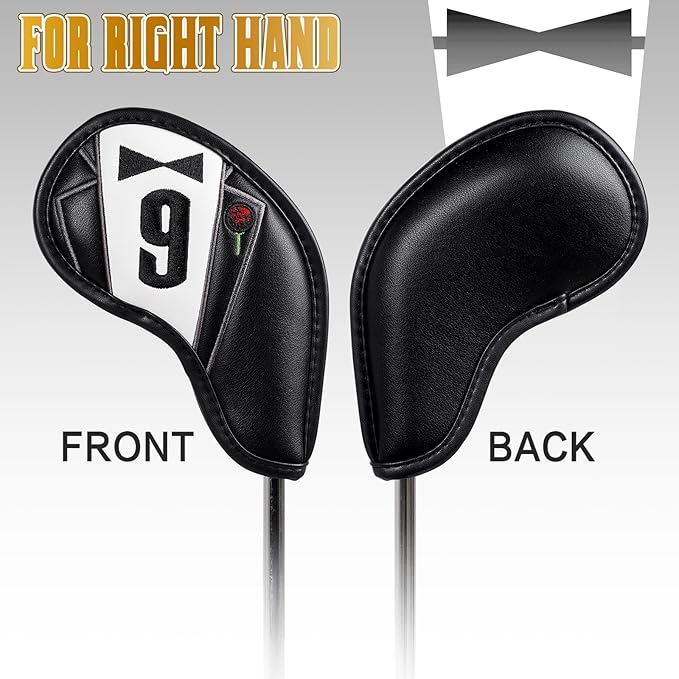 The Golf Father Funny Golf Club Covers, Driver Fairway Wood Hybrid Headcover, Mallet Putter Covers Blade Headcovers Putter Cover Magnetic, Black and White Color Iron Covers for Most Brands
