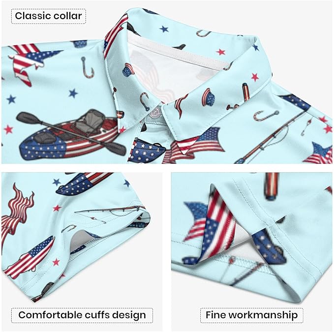 Golf Polo Shirts for Men Funny Print Short Sleeve Golf Shirts Performance Golf Polos