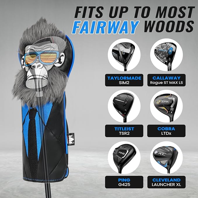 Craftsman Golf Gorilla with Suits Want to Take a Vacation 460CC Driver Headcover Fairway Wood Hybrid Blade Mallet Putter Cover Gift for Men