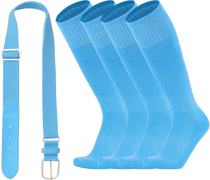 ZXOLDZX Youth Baseball Softball Socks and Belt Combo Set Adjustable Baseball Belt for Boys Girls(2Pairs of Socks with 1 Belt)