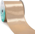 CT CRAFT LLC Satin Wired Ribbon 4 Inch x 20 Yards Champagne Gold by CTCRAFTLLC