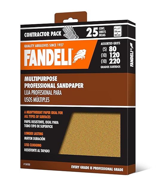 Fandeli | Multi-Purpose Sanding Paper | Assorted Grits | 25 Sheets of 9'' x - Image 3