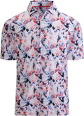 SAMERM Golf Shirts for Men Super Stretch Jacquard Dry Fit Golf Polo Moisture Wicking Short Sleeve Polo Shirts for Men