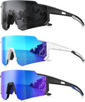 3 Pack Polarized Sunglasses for Men Women, Sports Mens Sunglasses with UV Protection for Baseball Cycling Running