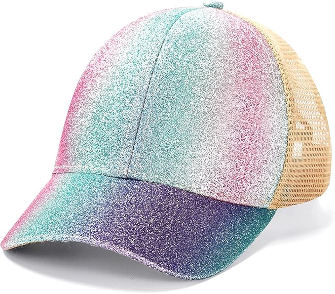 Criss Cross Hat Washed Distressed Baseball Cap Ponytail Hat High Messy Bun Ponycap for Women