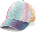 Criss Cross Hat Washed Distressed Baseball Cap Ponytail Hat High Messy Bun Ponycap for Women