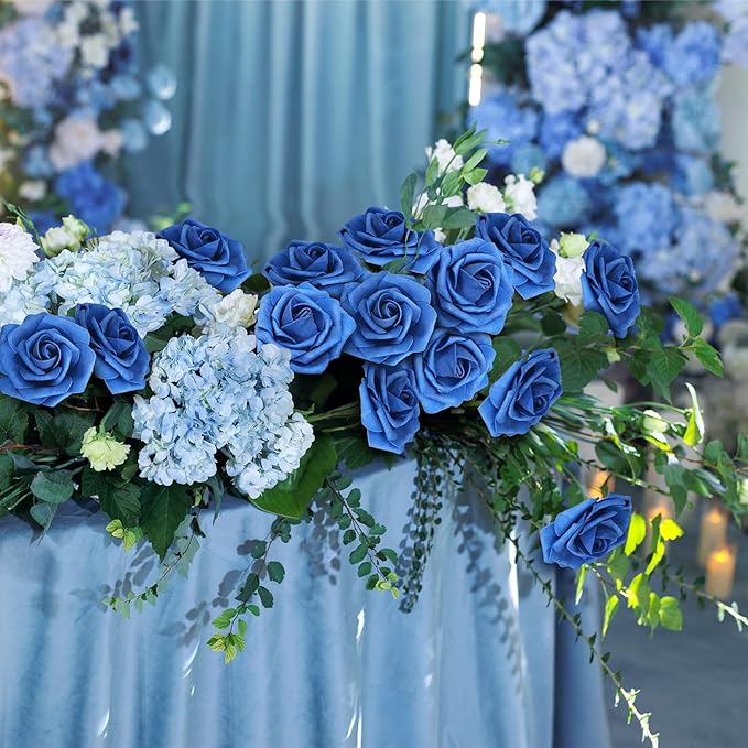 Artificial Flowers Foam Fake Roses 25pcs Royal Blue Roses - Image 7