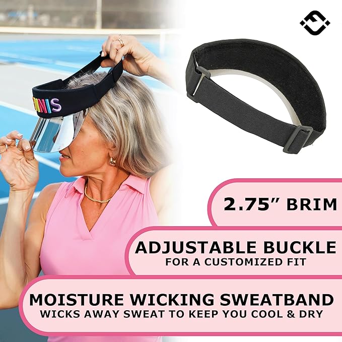 Funky Junque Women's UV 50 Adjustable Sun Visor - Golf Tennis Pickleball - Sports Themes Solid Colors Easter Pastels