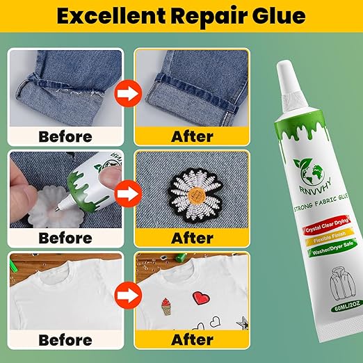 Fabric Glue Permanent, 60ml Super-Strong Clear Washable Fabric Adhesive - Image 4