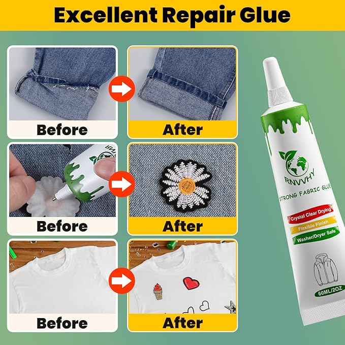 Fabric Glue Permanent, 60ml Super-Strong Clear Washable Fabric Adhesive - Image 5