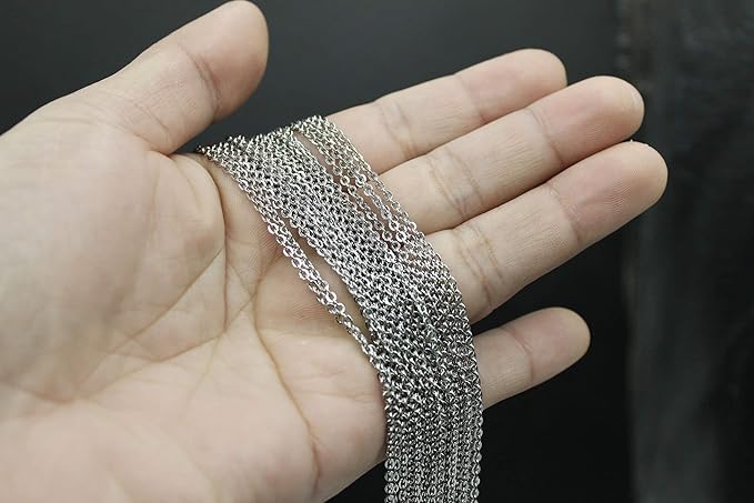 Wholesale 12 PCS Genuine Stainless Steel Fine Cable Chain Necklace Chains Bulk - Image 4