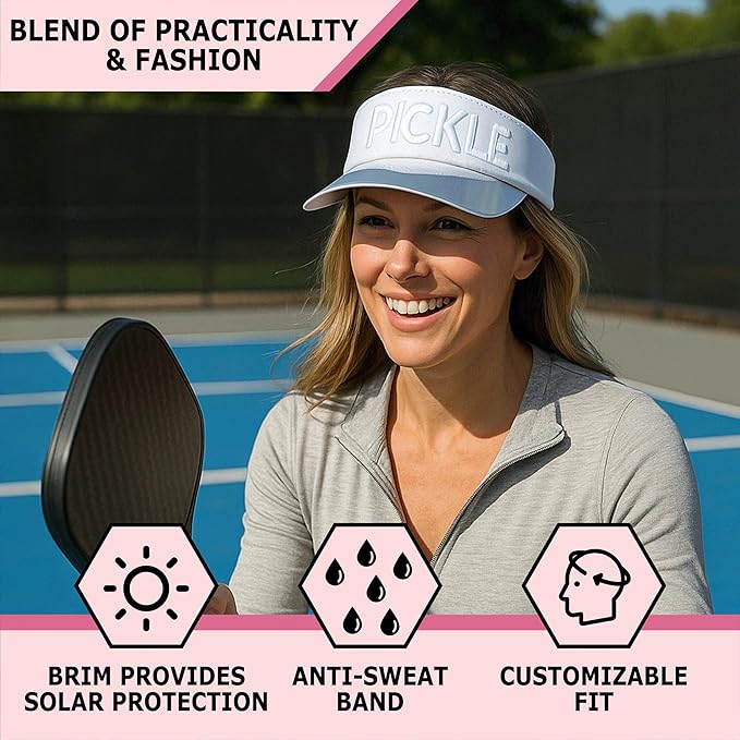 Funky Junque Women's UV 50 Adjustable Sun Visor - Golf Tennis Pickleball - Sports Themes Solid Colors Easter Pastels